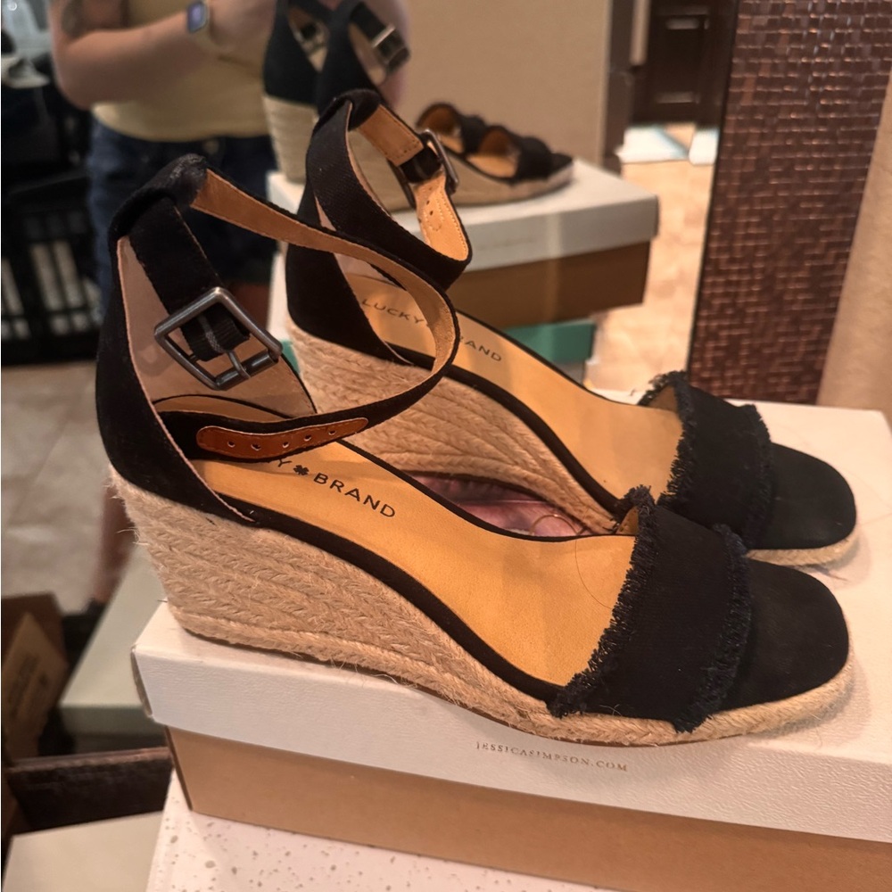 Black Wedge Sandals